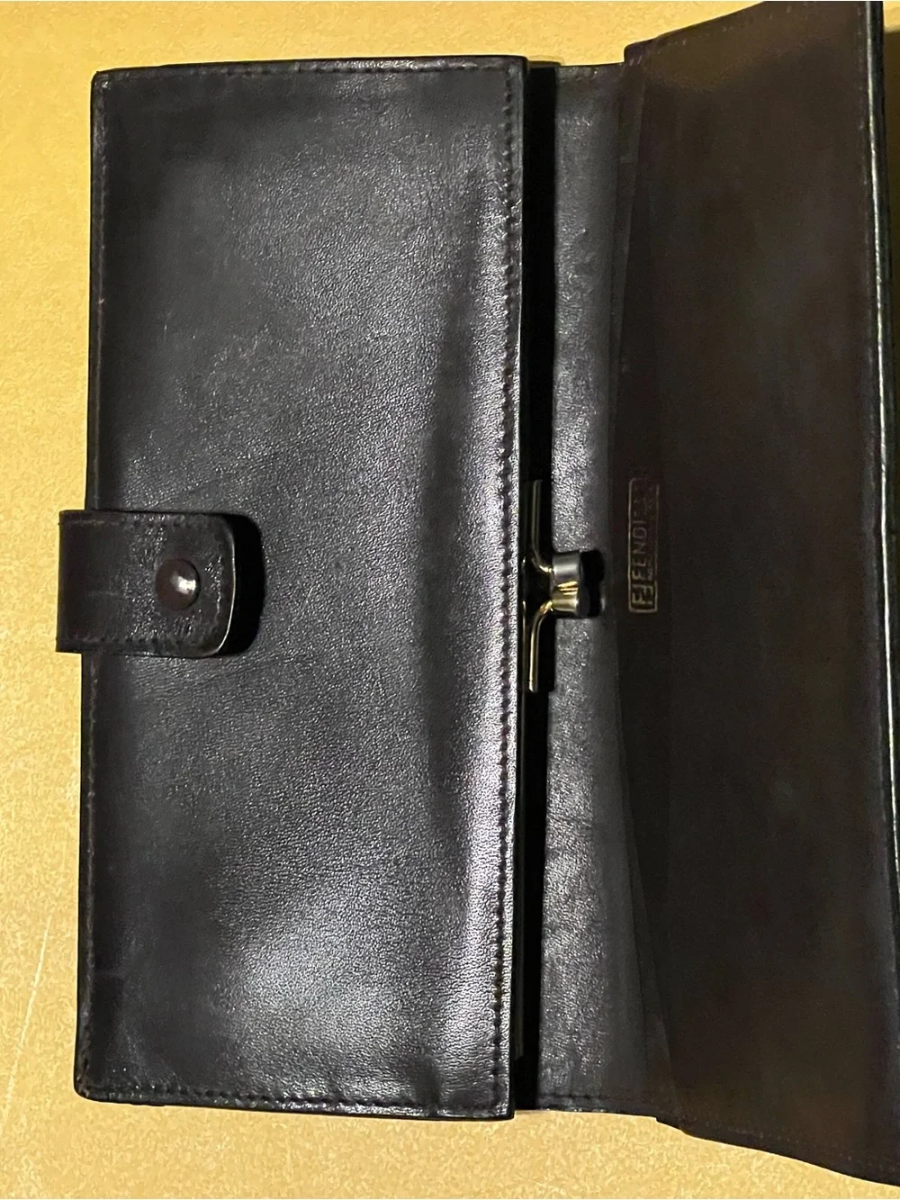 Fendi Brown and Black Zucca Snap Continental Wallet